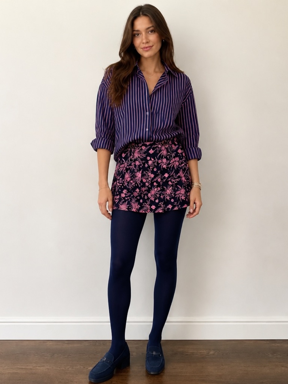 Tiger Mist Pink and Black Pleated Miniskirt XS